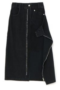 Black Denim Layered Tight Skirt