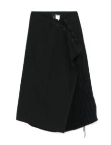 Denim + Viyella Combination Lace Up Pleats Skirt