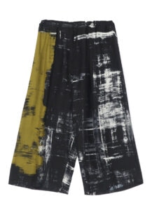 SILK BACK SATIN HORIZONTAL BRUSHED PLAID FRONT TUCK WIDE PANTS