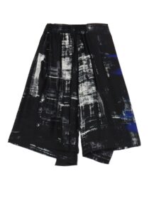 BRUSHED PLAID ASYMMETRICAL GATHER PANTS