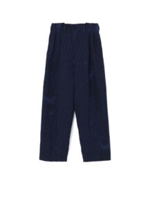 LINEN COTTON PIN-STRIPED TUCKS PANTS