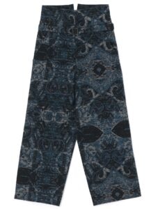 JACQUARD PRINT BELTED HIGH WEST PANTS