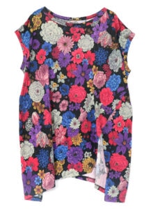 C/Mo Flowers In Full Bloom French Sleeves Side Slit T-Shirt