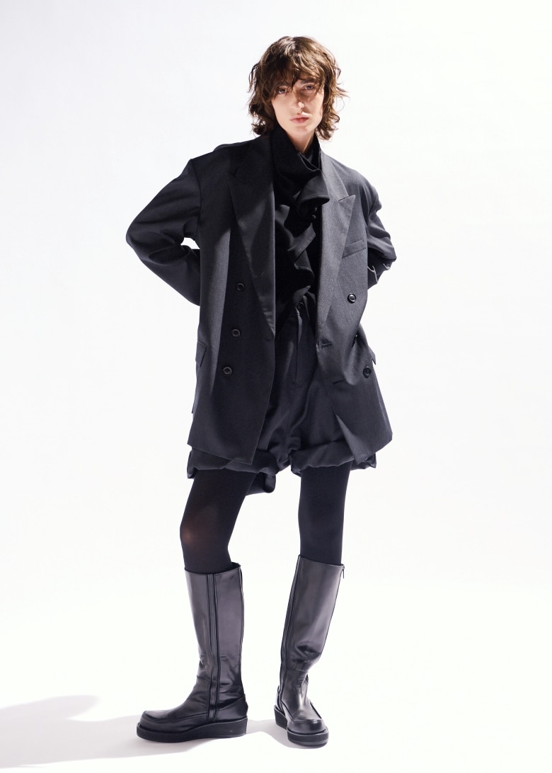 YohjiYamamoto 26ss エンブロイダリーレース/シアー段違いコート Y