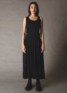 CUPRO FIBRIL TWILL SUSPENDER SKIRT