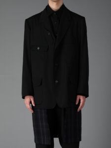 WOOL GABARDINE+C/W DARK PLAID WORK JACKET