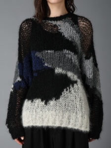 MOHAIR × BOUCLE INTARSIA KNIT PULLOVER