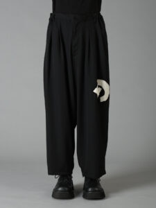 WOOL GABARDINE APPLIQUE 12 TUCK PANTS