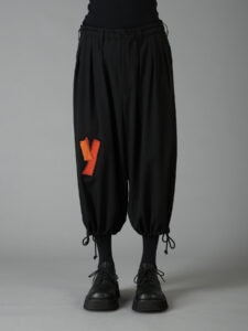 WOOL GABARDINE APPLIQUE BALLOON PANTS