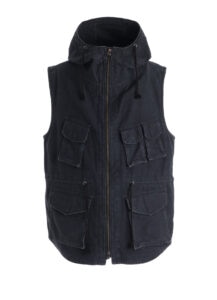 SULFUR DYED BACK SATIN HOODED OUTPOCKET VEST