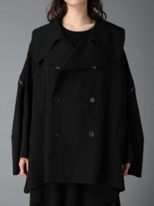 WOOL GABARDINE SHORT LENGTH BIG SLEEVE DOUBLE COAT