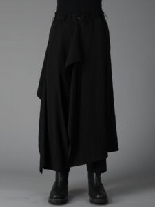 WOOL GABARDINE BOUND SKIRT PANTS