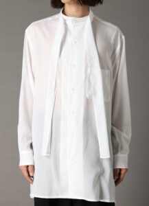 CELLULOSE LAWN BOW-TIE COLLAR SHIRT